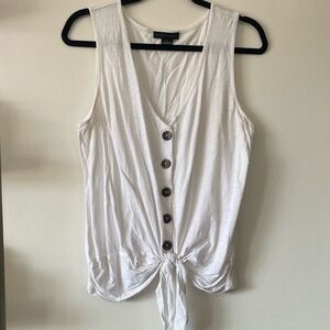 Sanctuary|White Button-Down Tank Top with Tie-Front|Large|EUC
